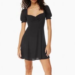 ARITZIA SUNDAY BEST Tinsley Short Sweetheart Puff Sleeve Dress Black Womens SZ 4